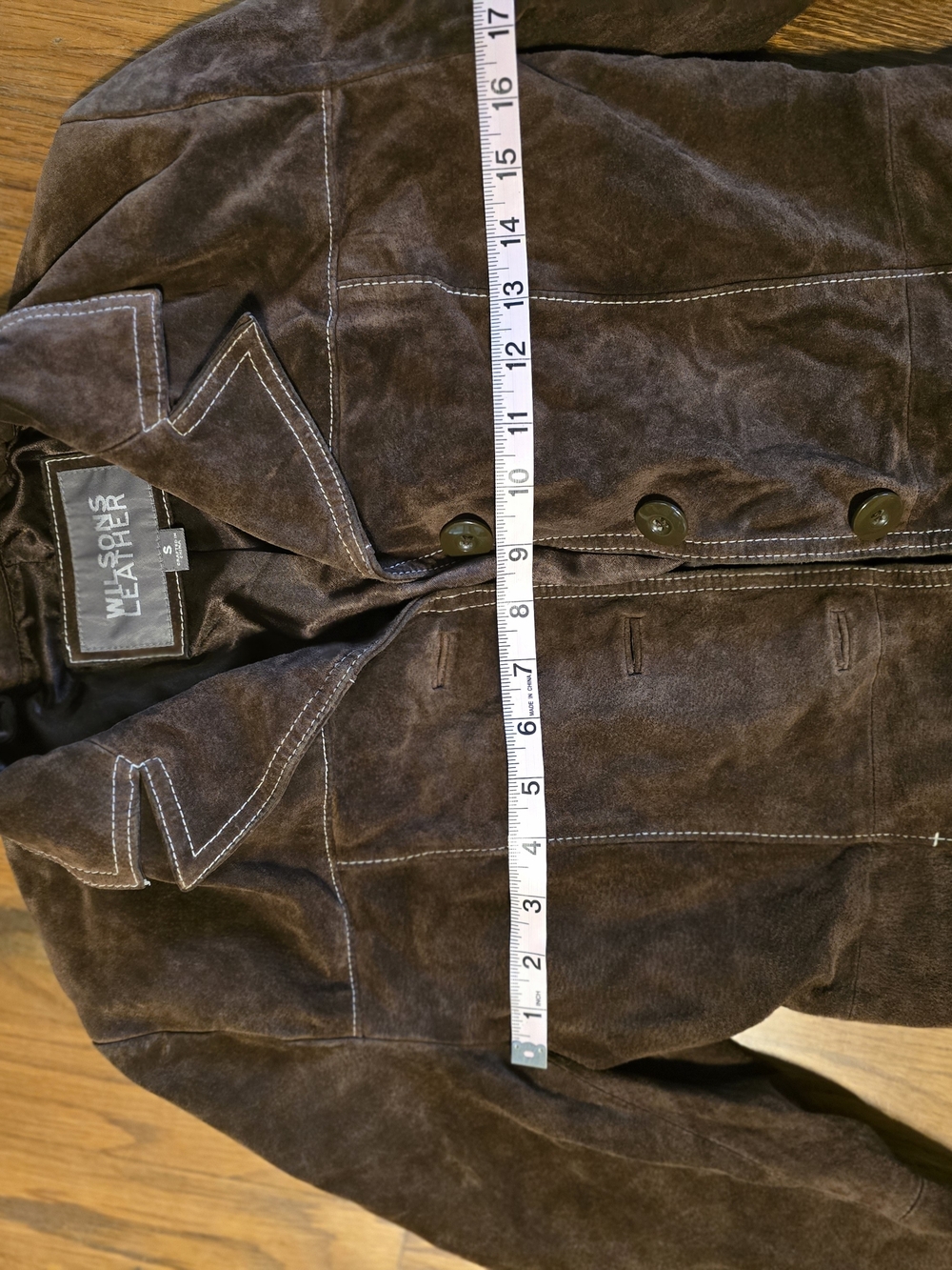 Y2K Wilsons Leather Brown Suede Button Jacket - Picture 7 of 7